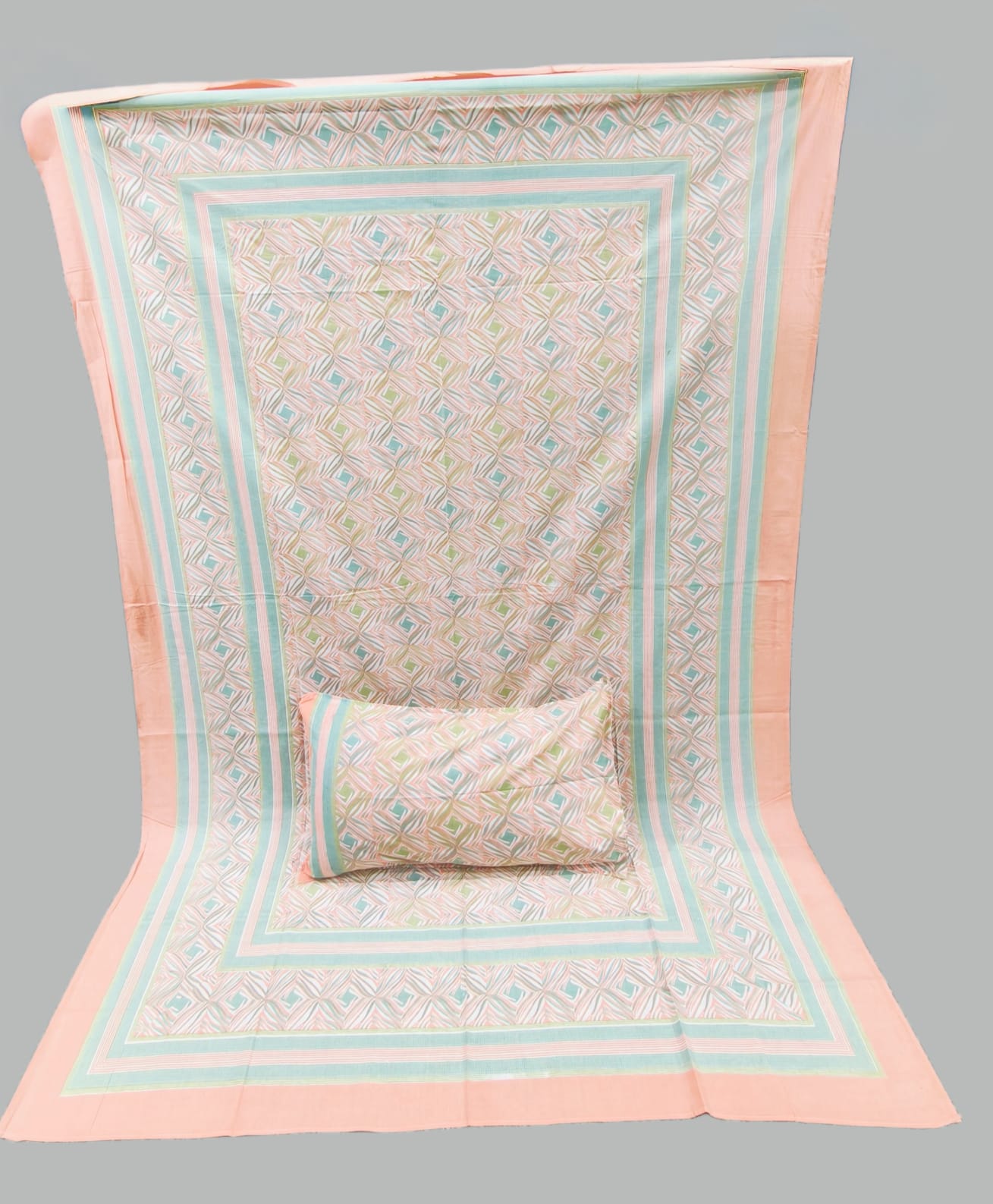 Pure cotton single bedsheet with 1 pillow cover (Size 60x90 inches)