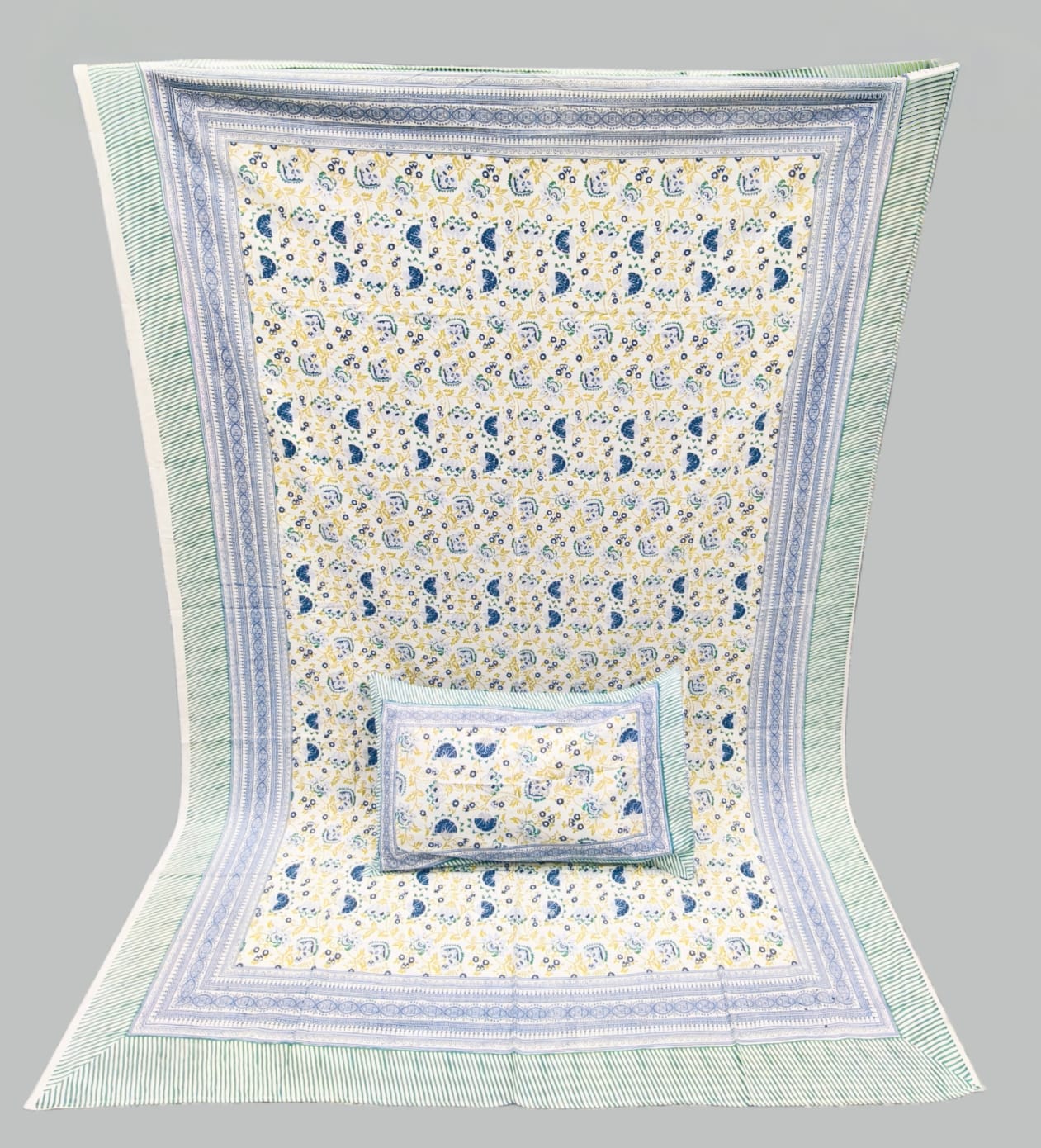 Pure cotton single bedsheet with 1 pillow cover (Size 60x90 inches)