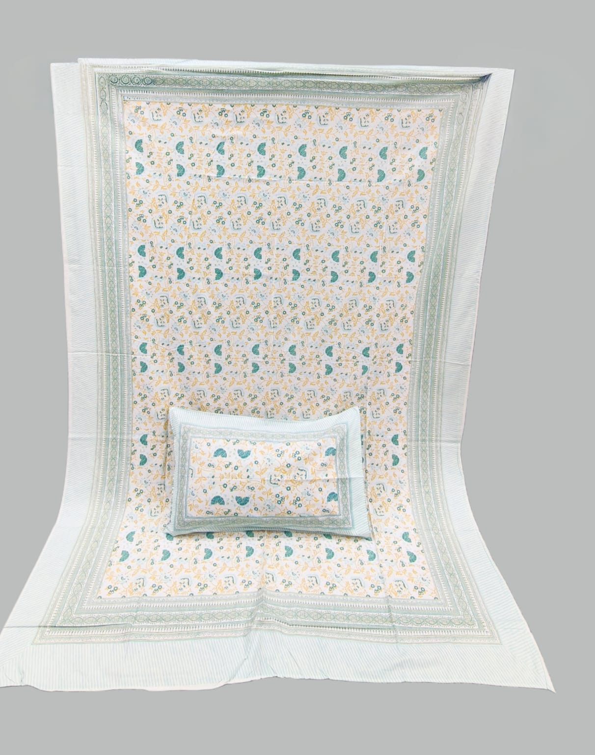 Pure cotton single bedsheet with 1 pillow cover (Size 60x90 inches)