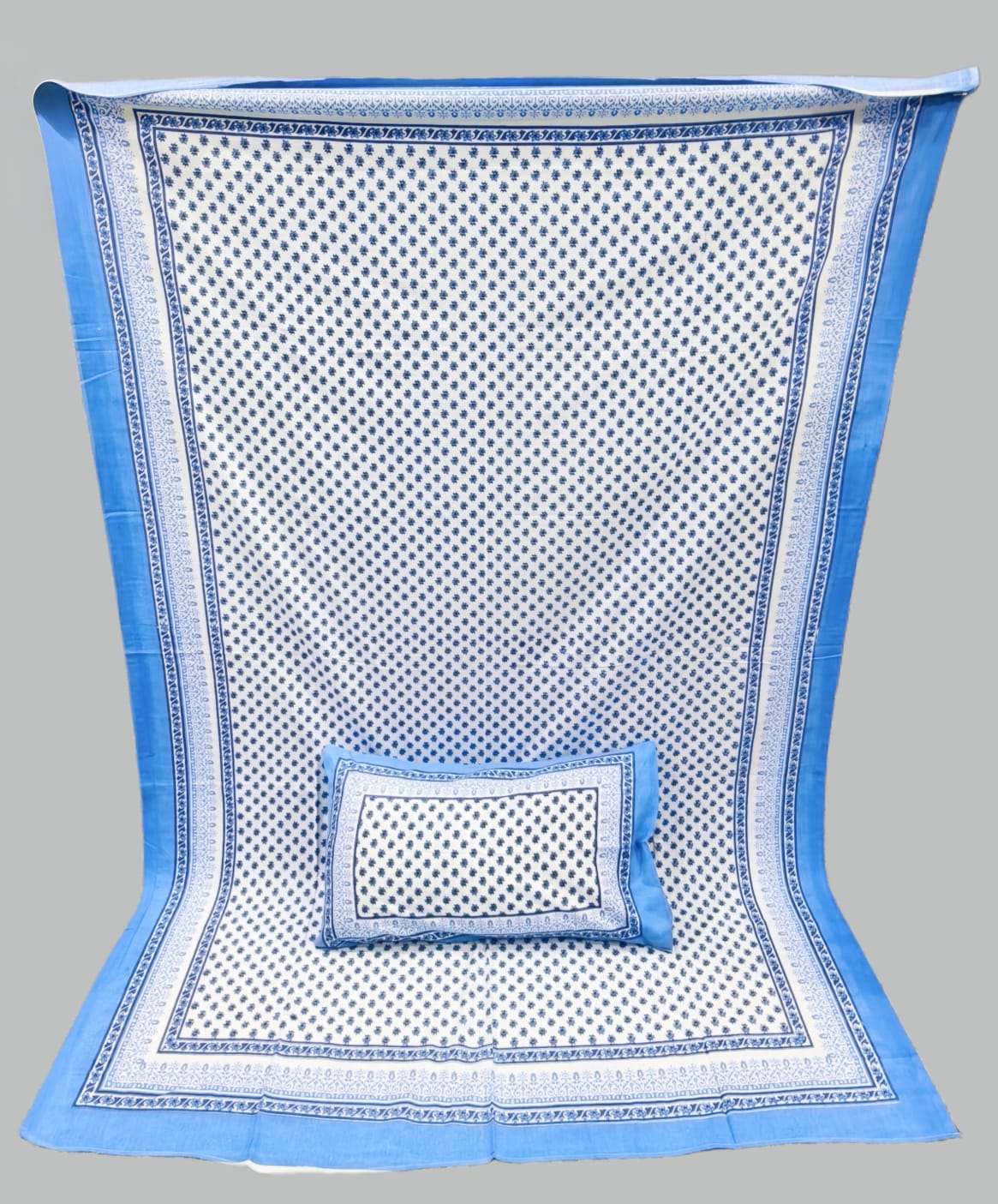 Pure cotton single bedsheet with 1 pillow cover (Size 60x90 inches)