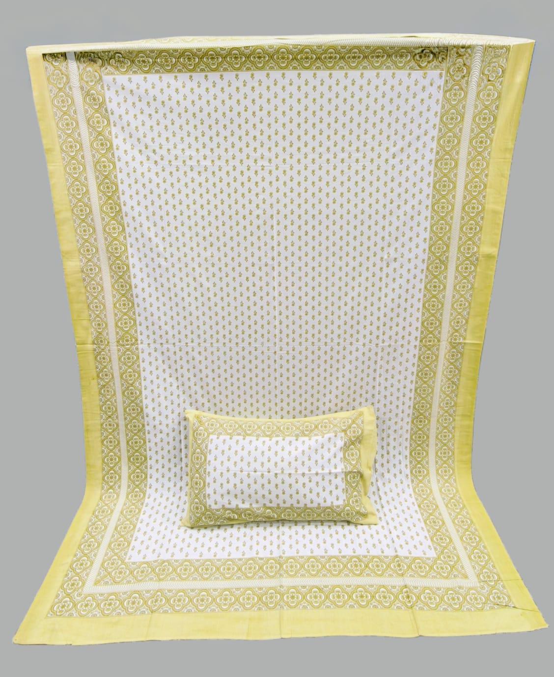 Pure cotton single bedsheet with 1 pillow cover (Size 60x90 inches)