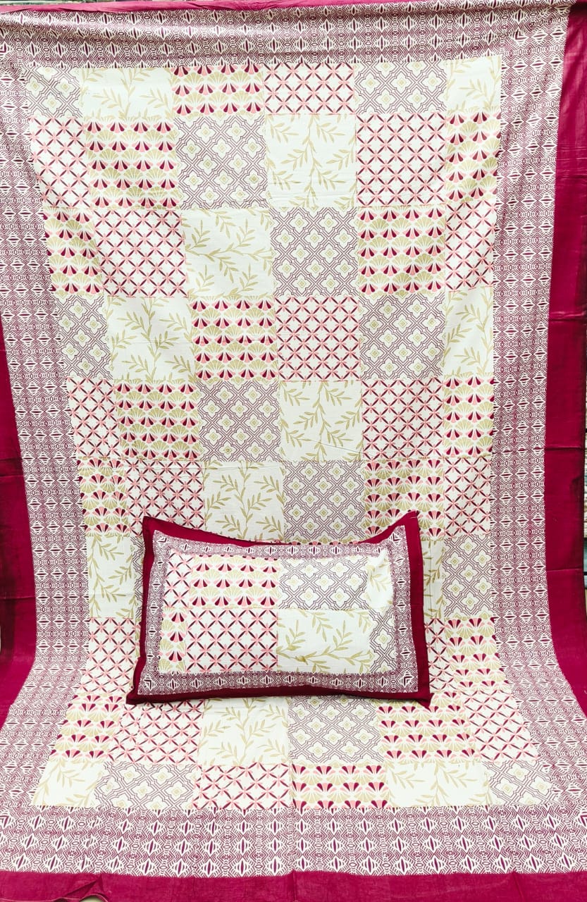 Pure cotton single bedsheet with 1 pillow cover (Size 60x90 inches)