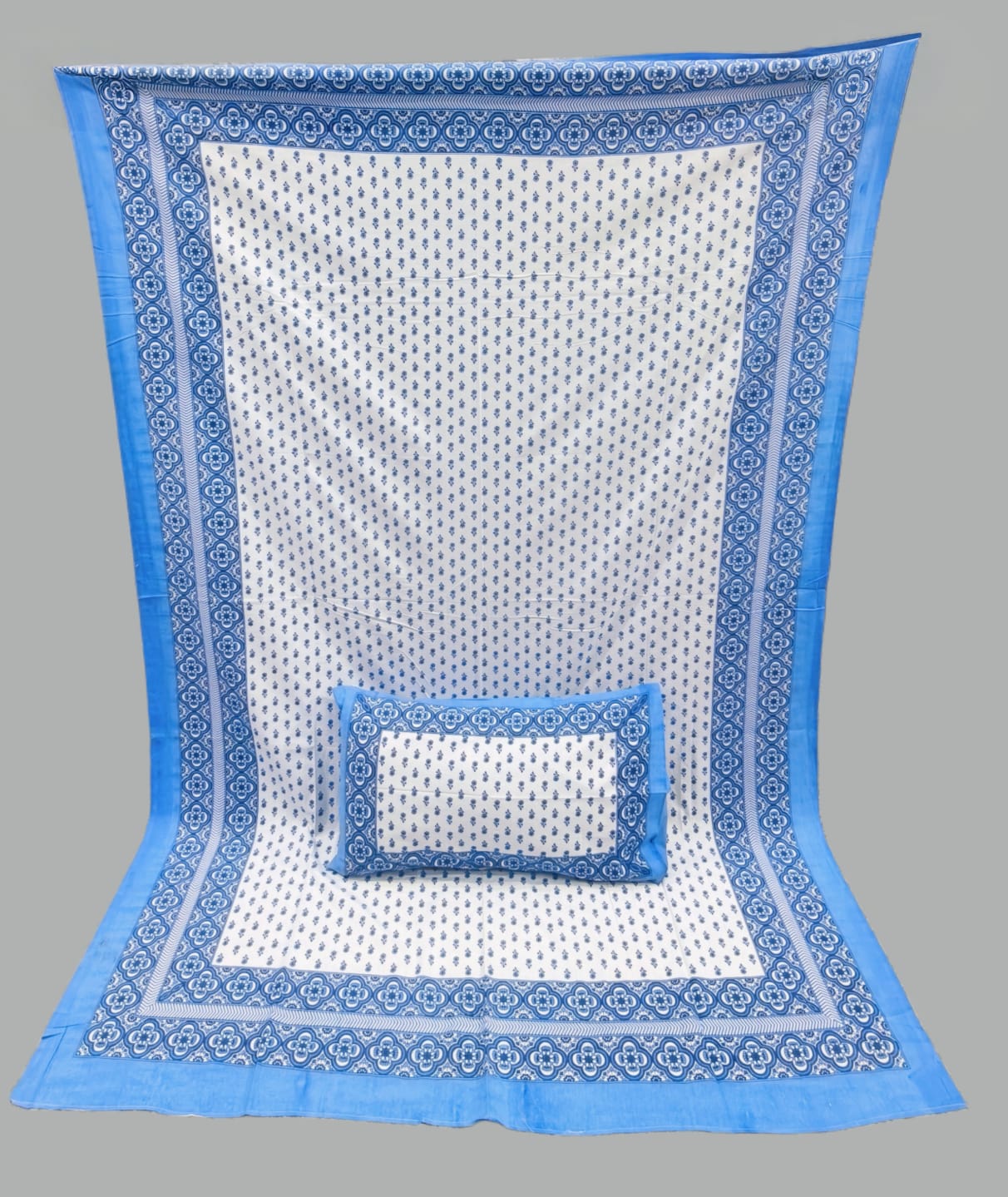 Pure cotton single bedsheet with 1 pillow cover (Size 60x90 inches)