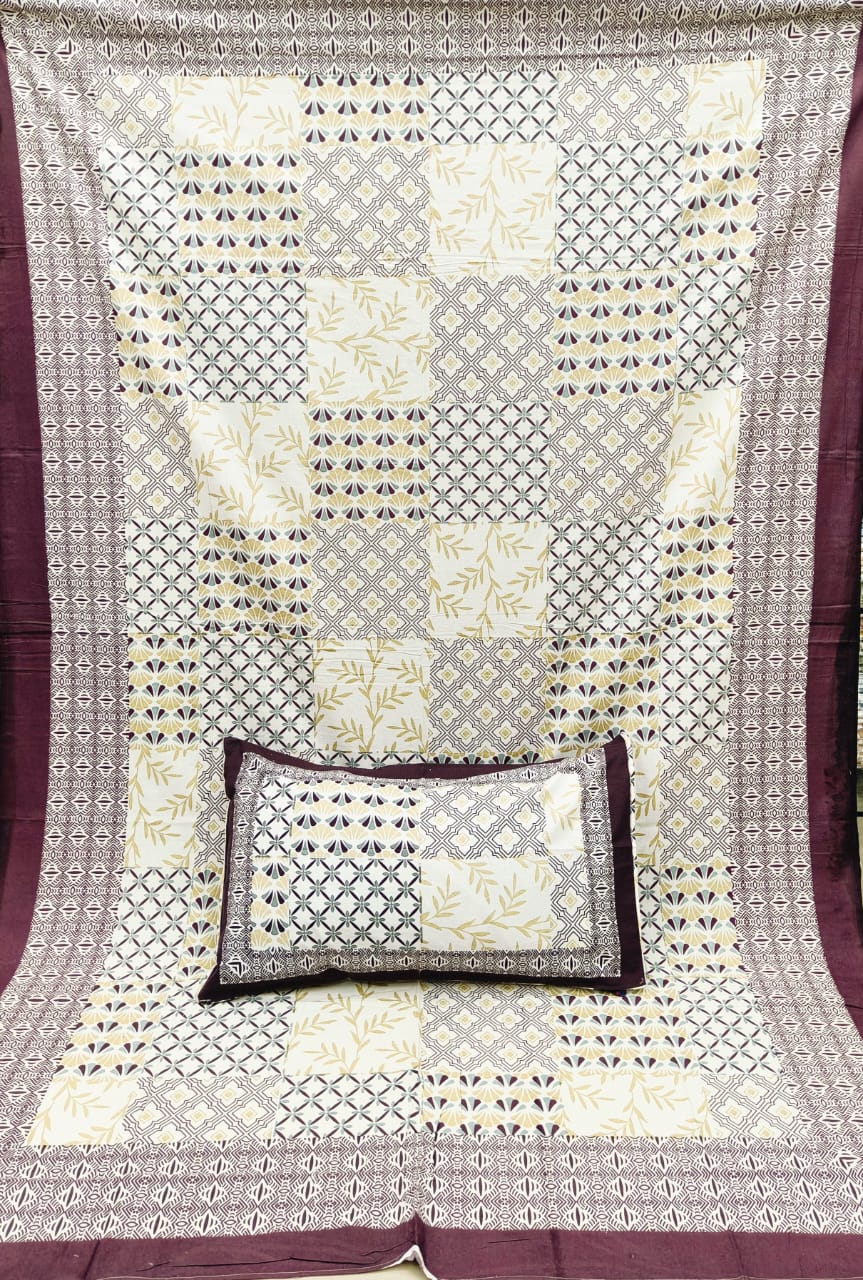 Pure cotton single bedsheet with 1 pillow cover (Size 60x90 inches)