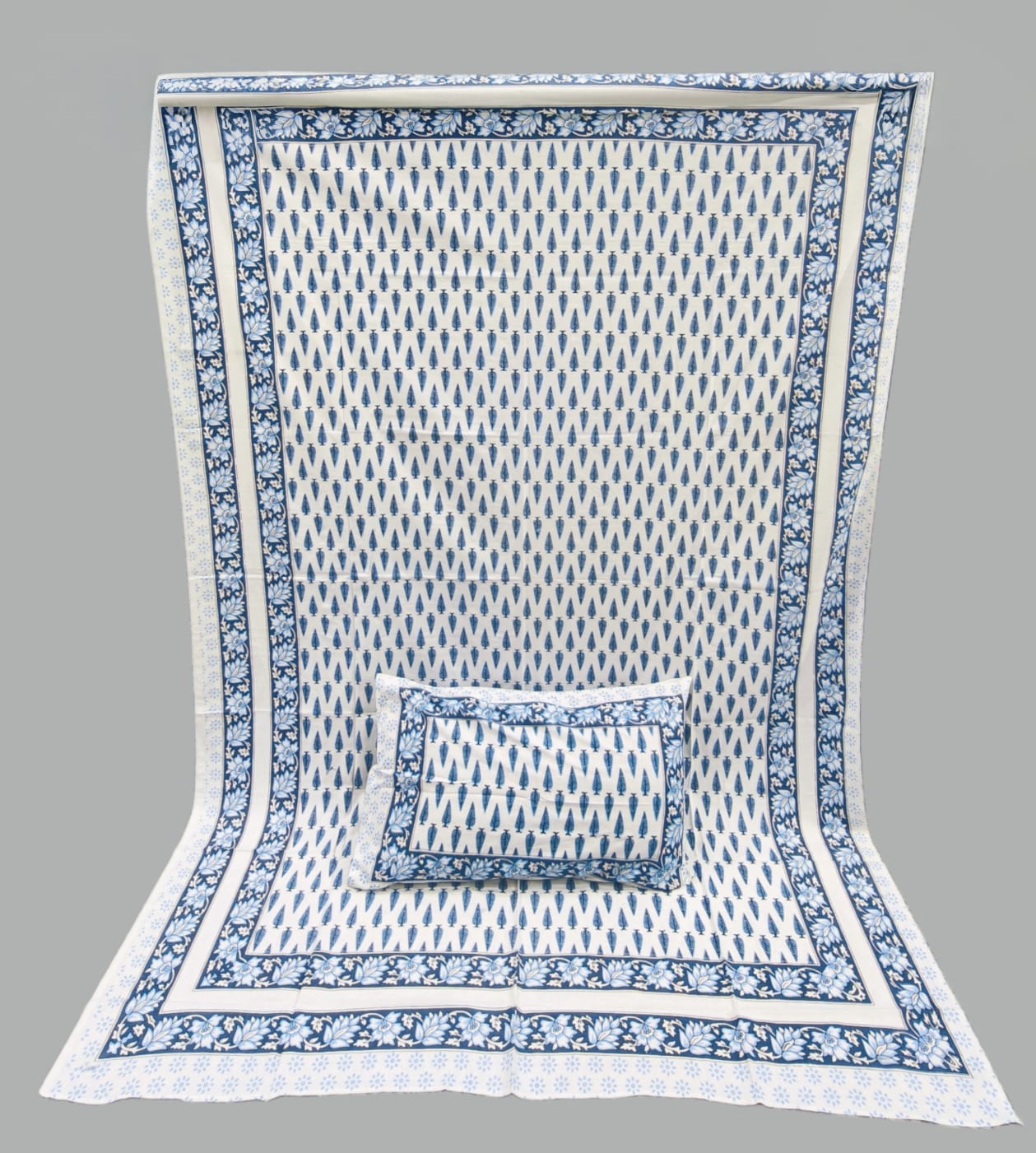 Pure cotton single bedsheet with 1 pillow cover (Size 60x90 inches)