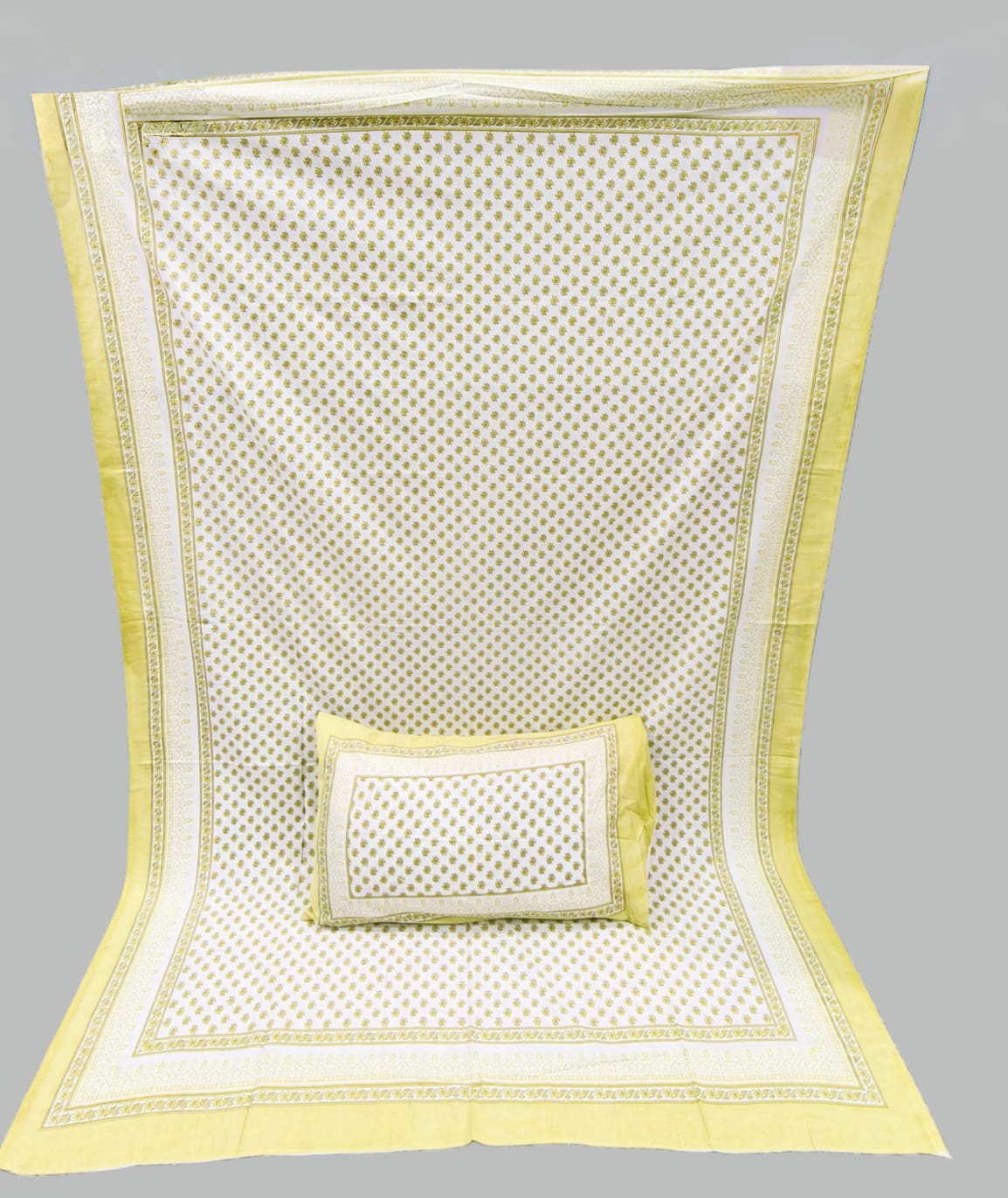 Pure cotton single bedsheet with 1 pillow cover (Size 60x90 inches)