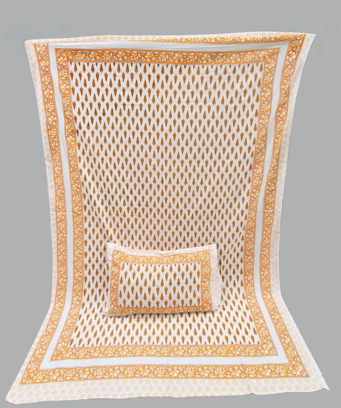 Pure cotton single bedsheet with 1 pillow cover (Size 60x90 inches)