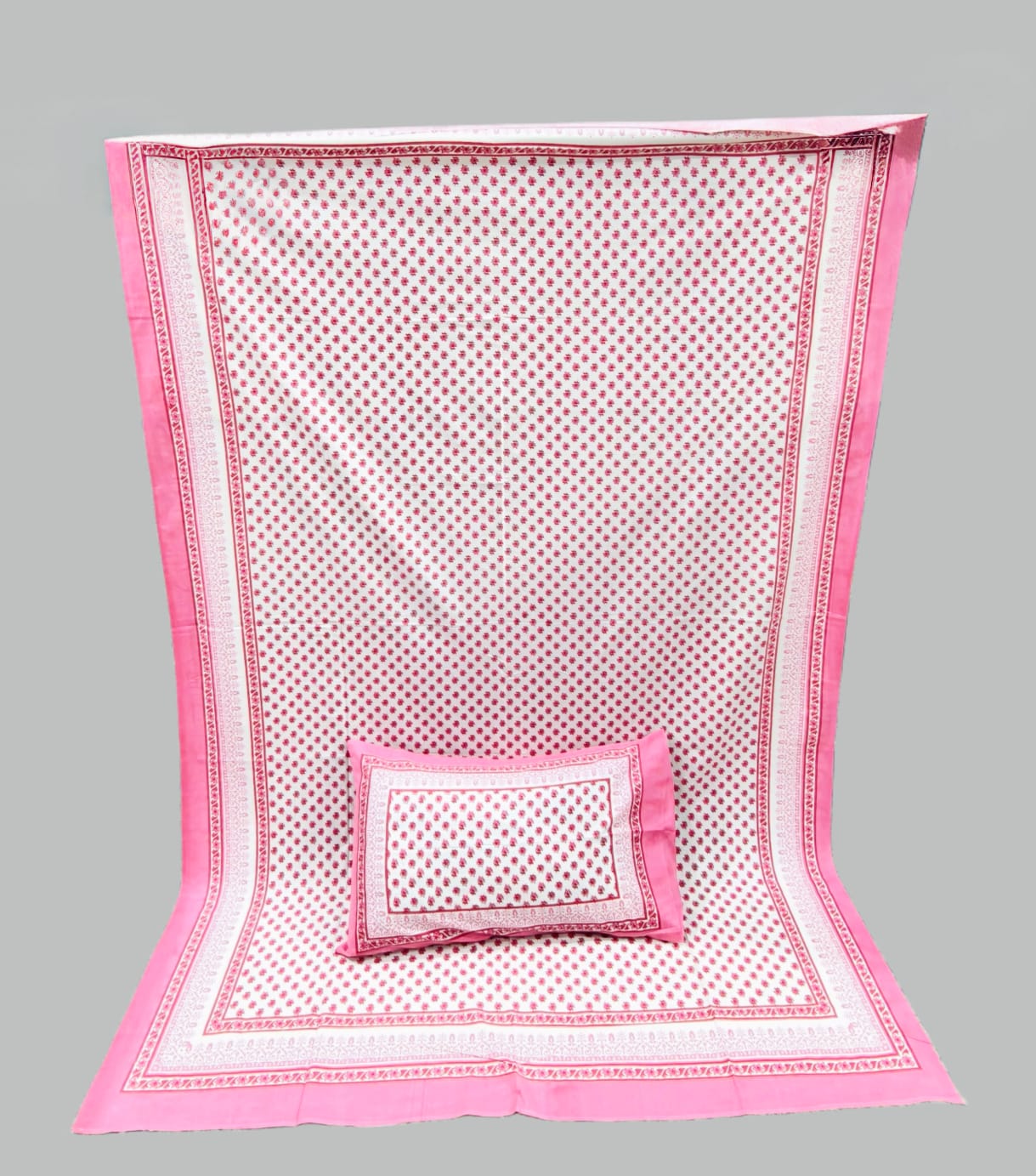 Pure cotton single bedsheet with 1 pillow cover (Size 60x90 inches)