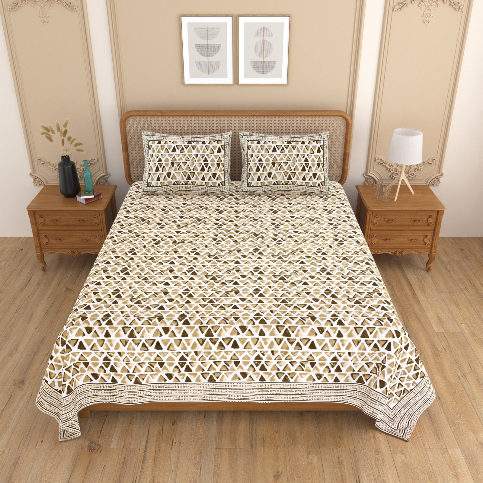 Pure cotton double bedsheet with 2 pillow covers (90x108 inches)