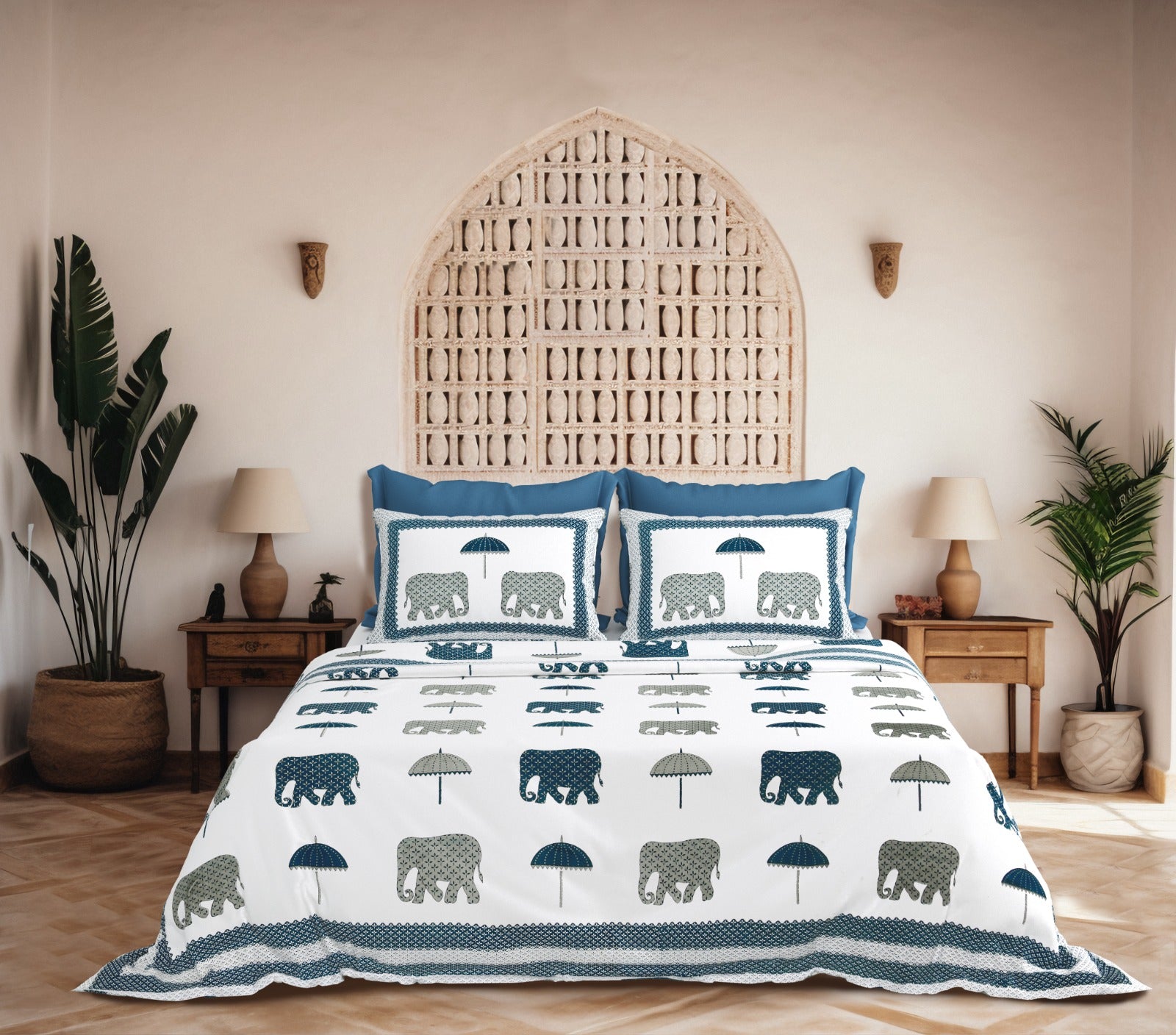 Pure cotton super king size bedsheet 108x108 inches/9x9 feet with 2 pillow covers