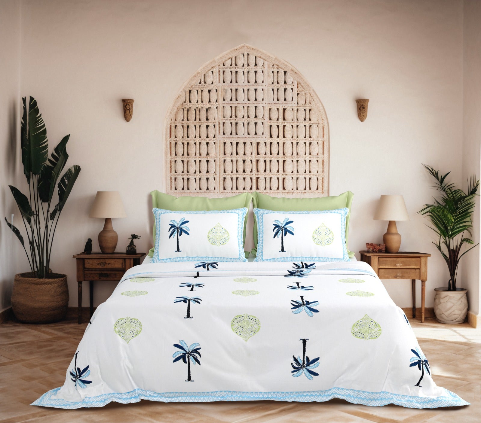 Pure cotton super king size bedsheet 108x108 inches/9x9 feet with 2 pillow covers