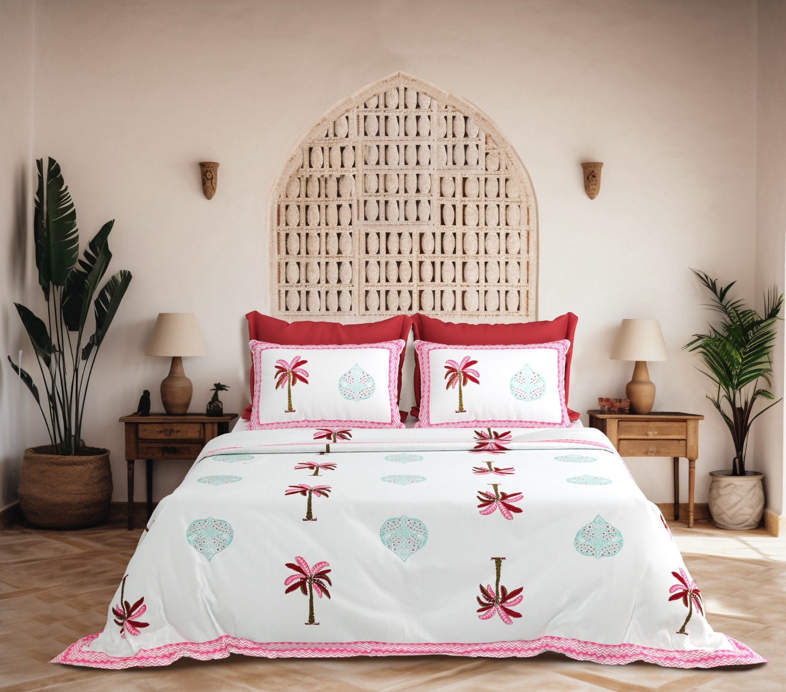 Pure cotton super king size bedsheet 108x108 inches/9x9 feet with 2 pillow covers