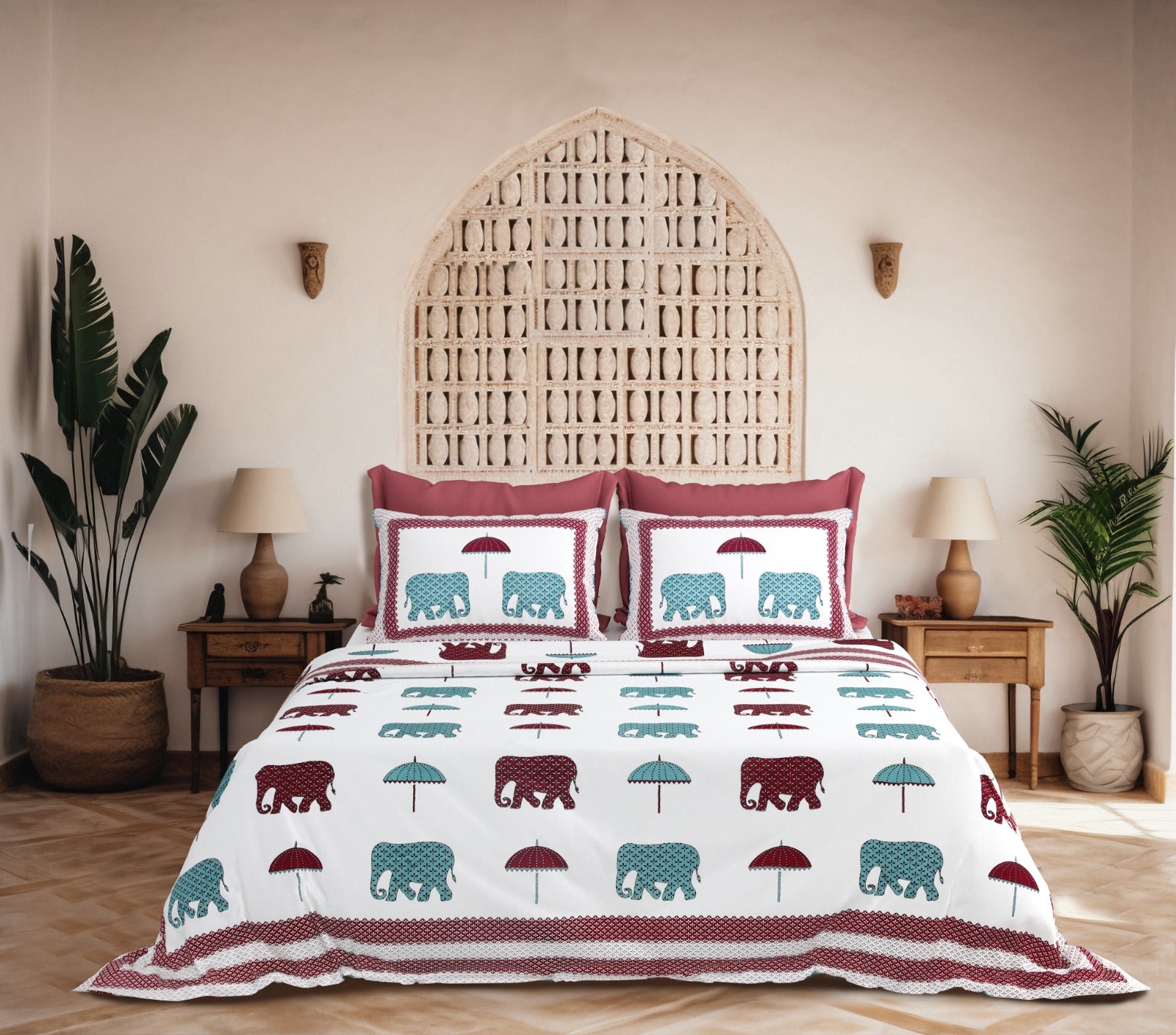 Pure cotton super king size bedsheet 108x108 inches/9x9 feet with 2 pillow covers