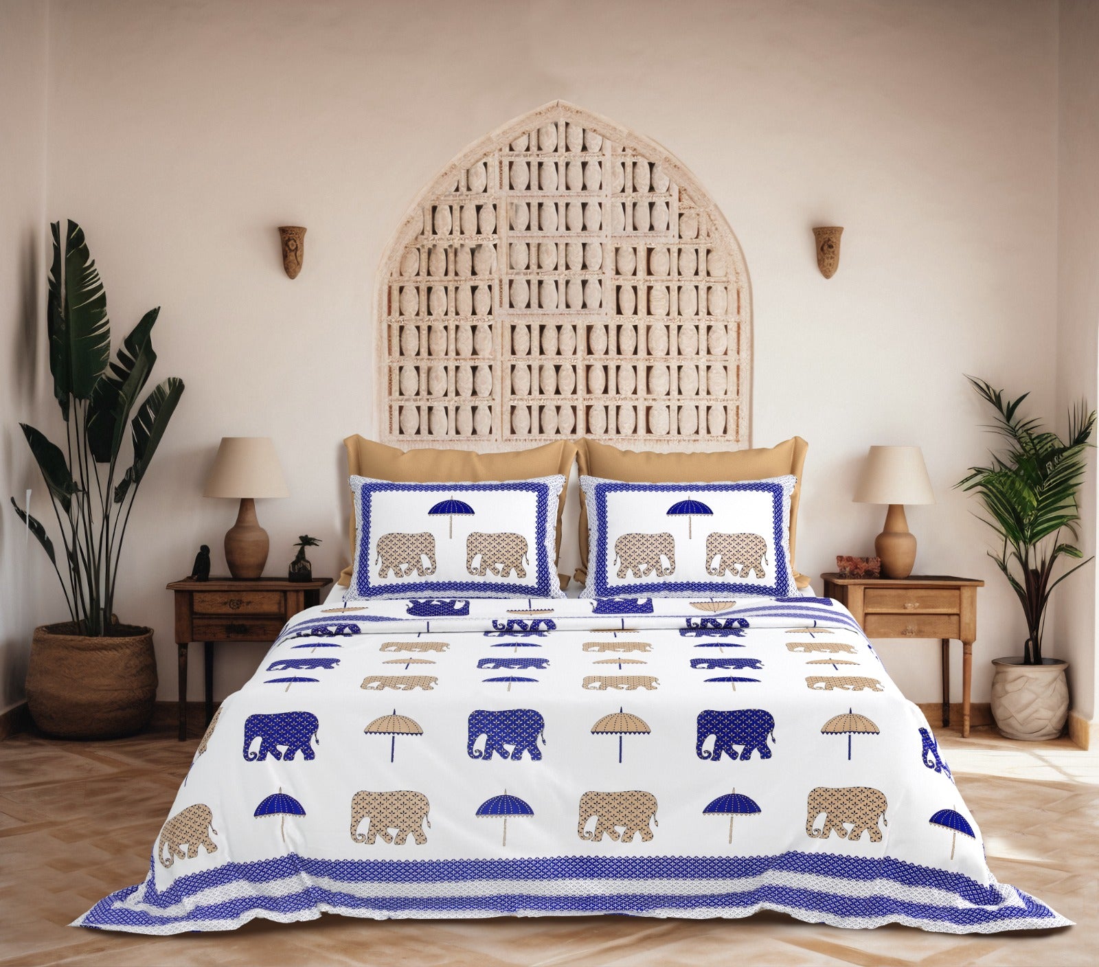 Pure cotton super king size bedsheet 108x108 inches/9x9 feet with 2 pillow covers