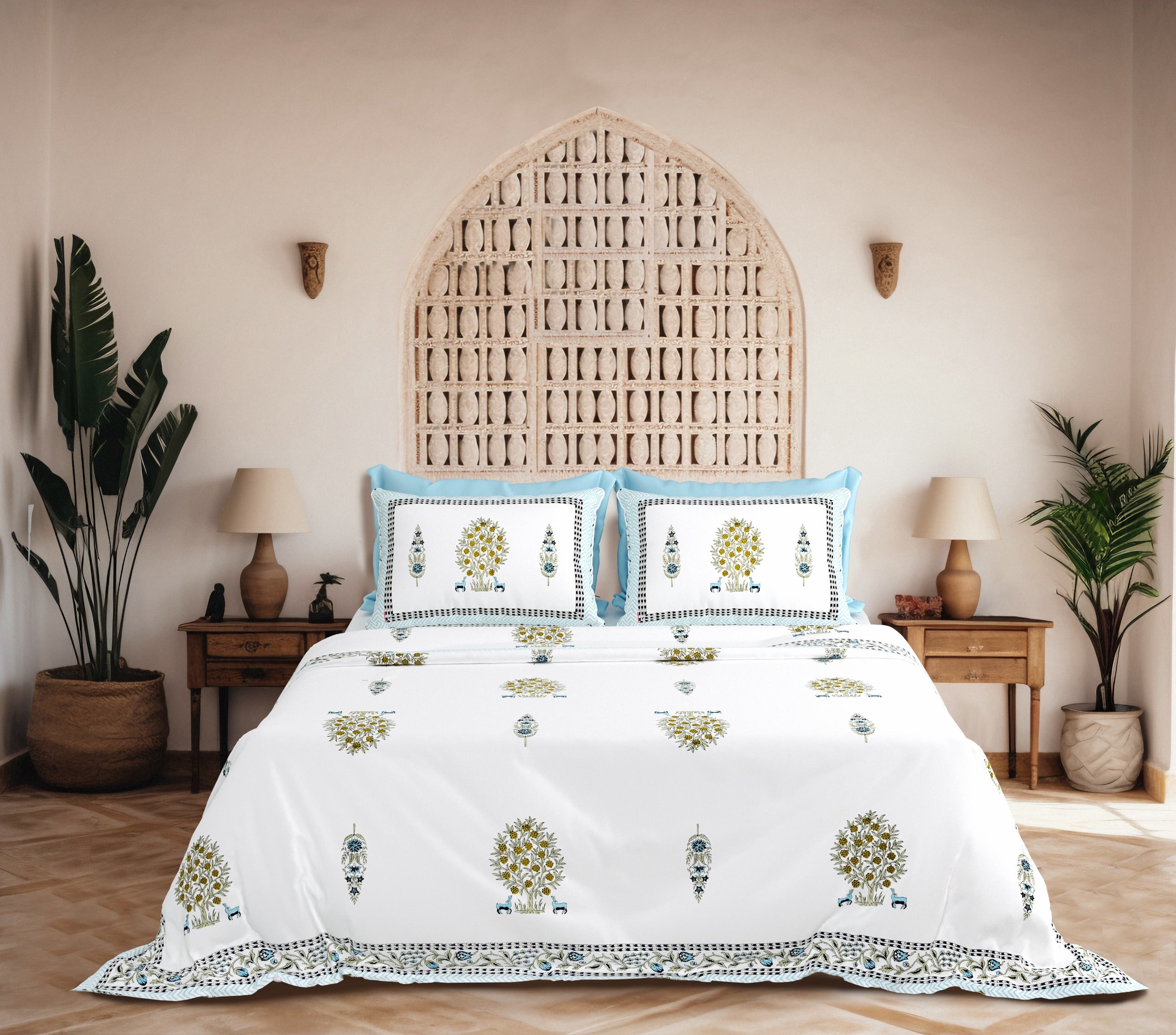 Pure cotton super king size bedsheet 108x108 inches/9x9 feet with 2 pillow covers