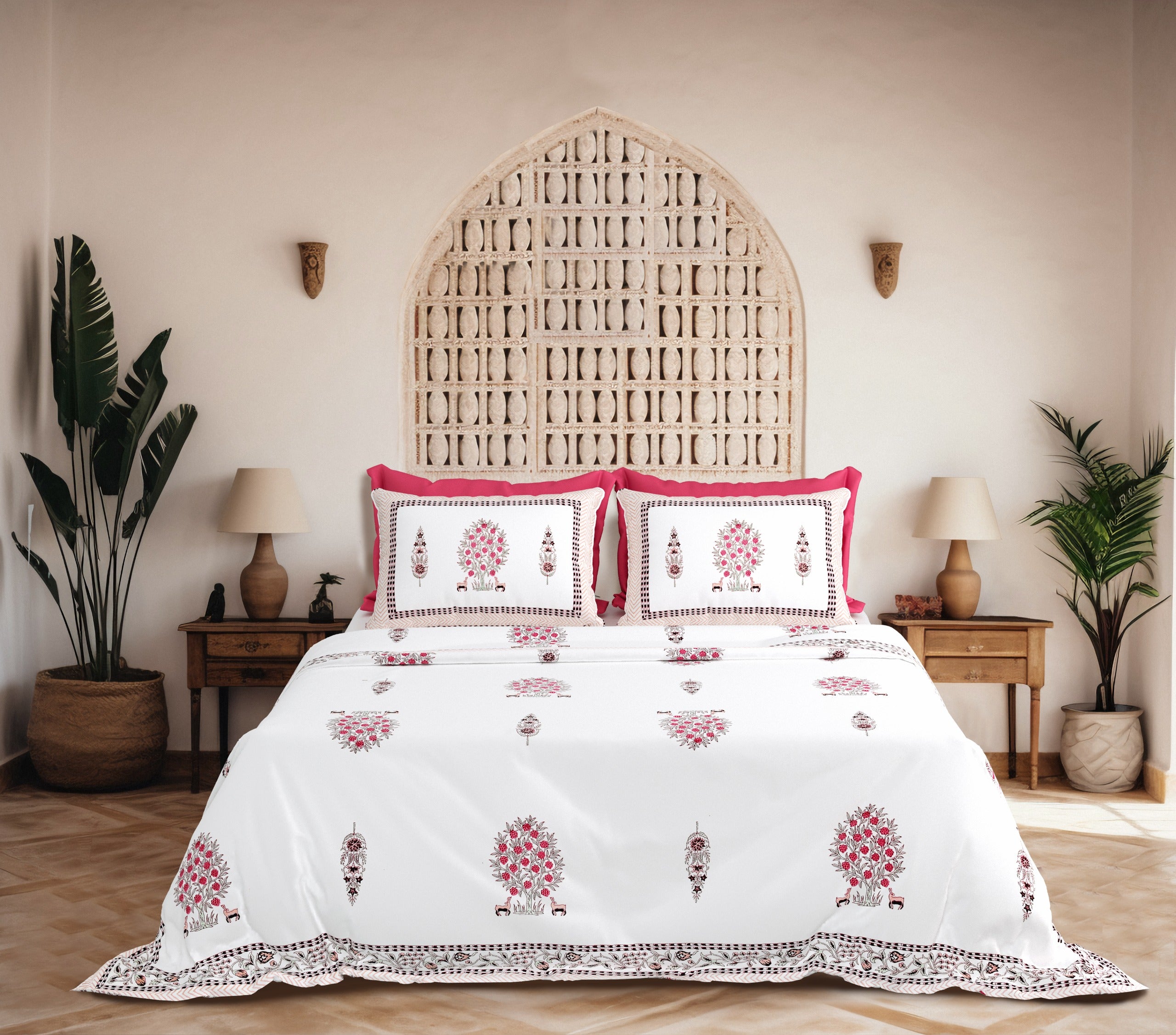 Pure cotton super king size bedsheet 108x108 inches/9x9 feet with 2 pillow covers