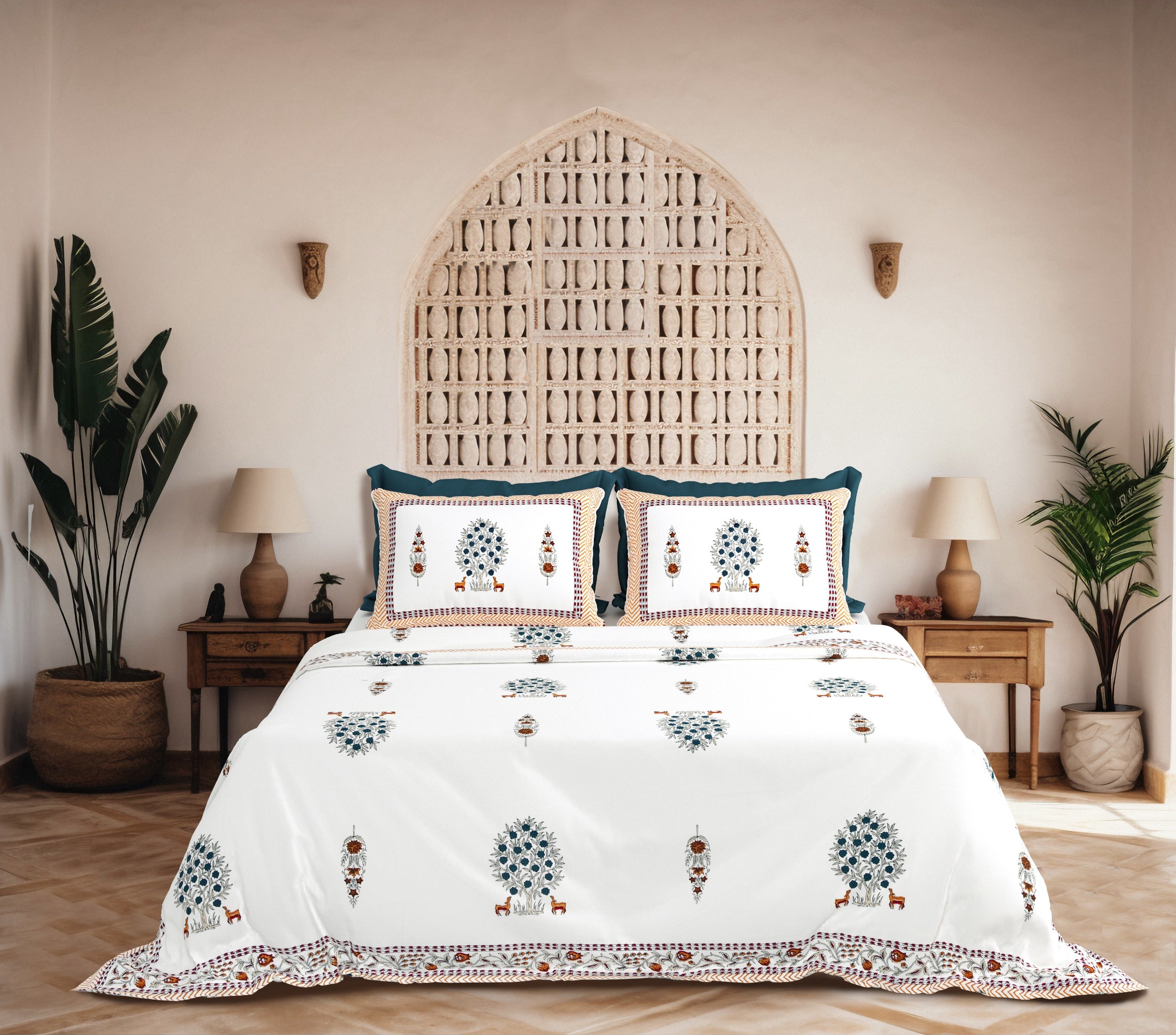 Pure cotton super king size bedsheet 108x108 inches/9x9 feet with 2 pillow covers