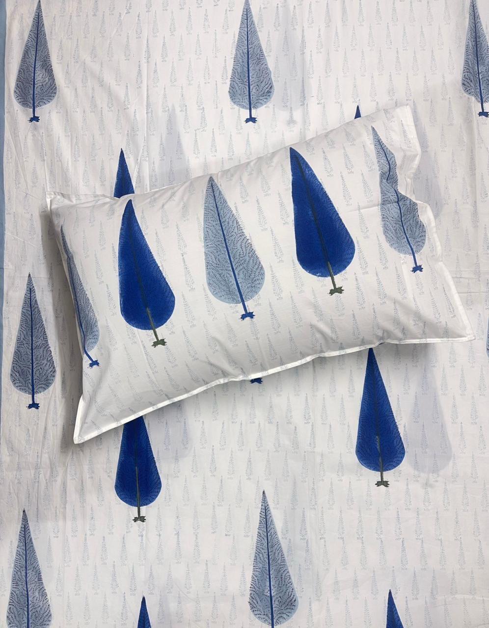 Pure cotton hand-block printed queen size double bedsheets with 2 pillow covers (90x108 inches)