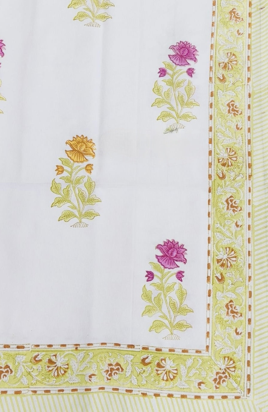 Pure cotton hand-block printed table cover for 4 seater dining tables (40x60 inches)