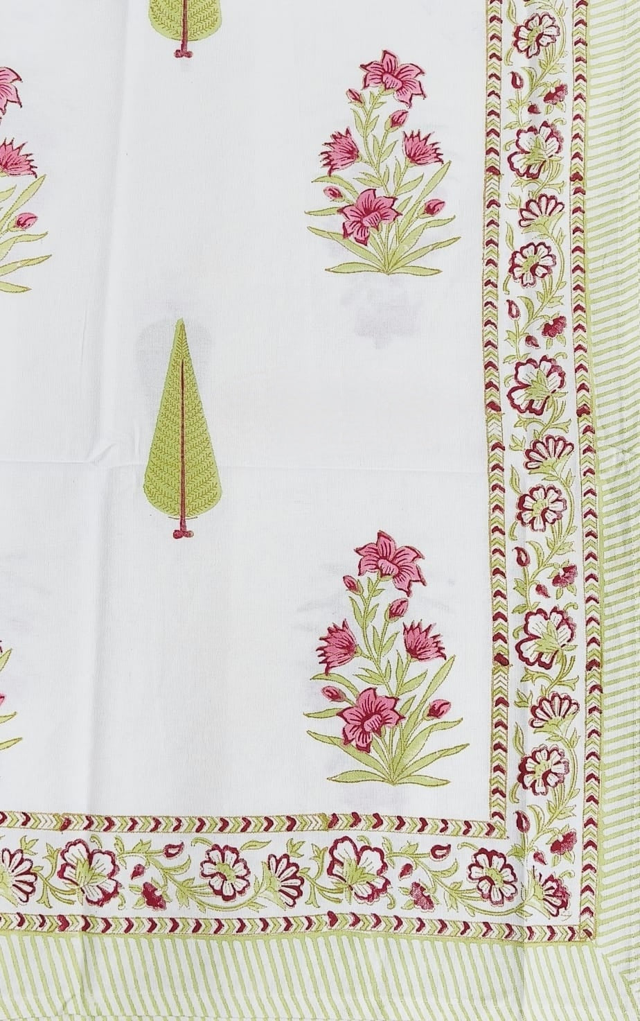 Pure cotton hand-block printed table cover for 4 seater dining tables (40x60 inches)