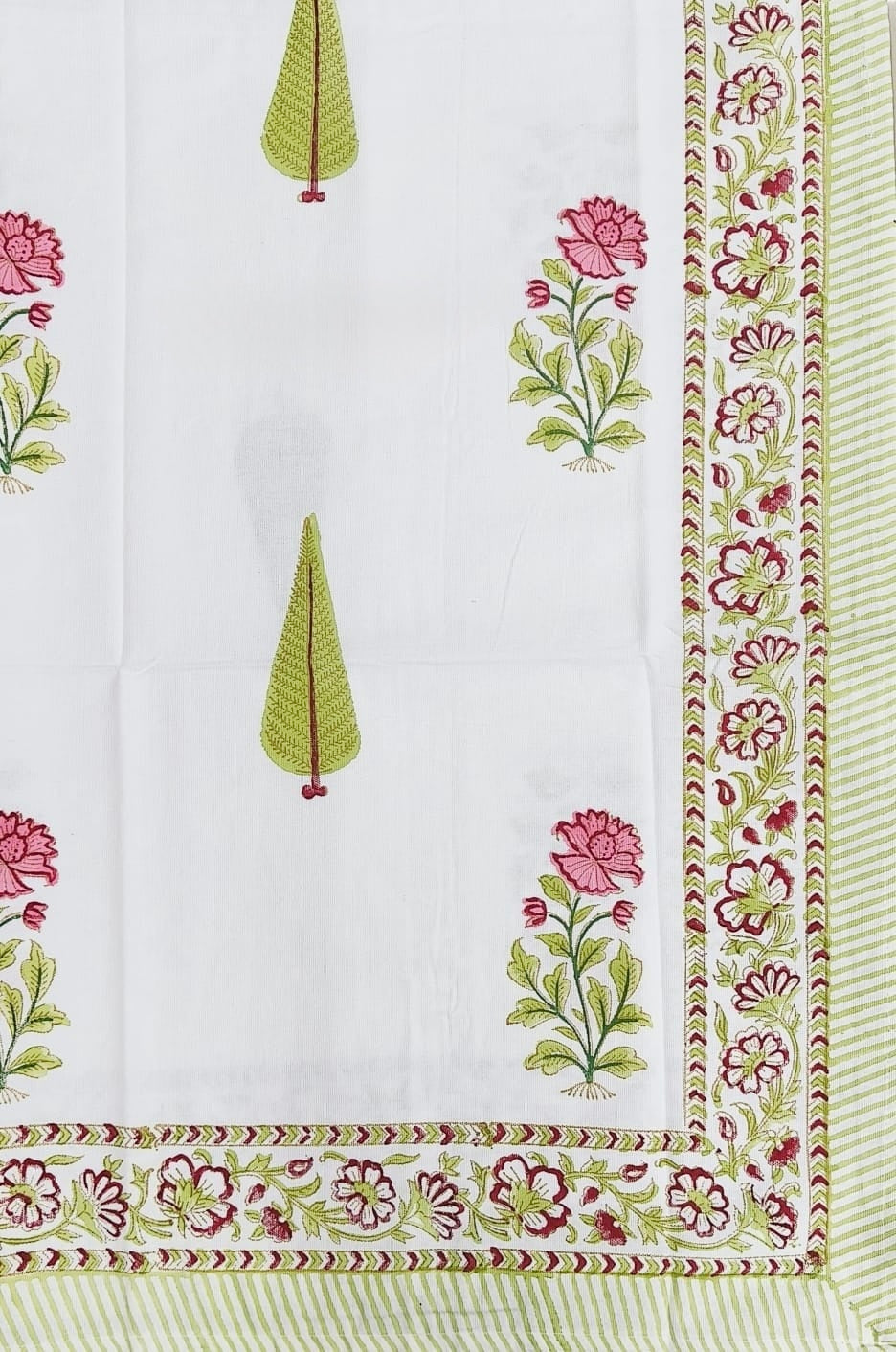 Pure cotton hand-block printed table cover for 4 seater dining tables (40x60 inches)