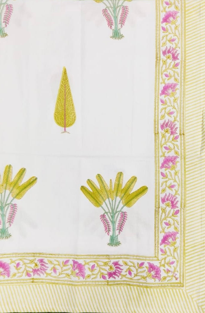 Pure cotton hand-block printed table cover for 4 seater dining tables (40x60 inches)