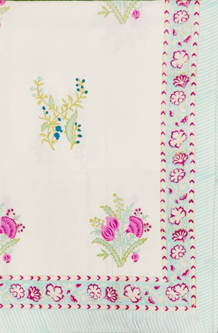 Pure cotton hand-block printed table cover for 4 seater dining tables (40x60 inches)