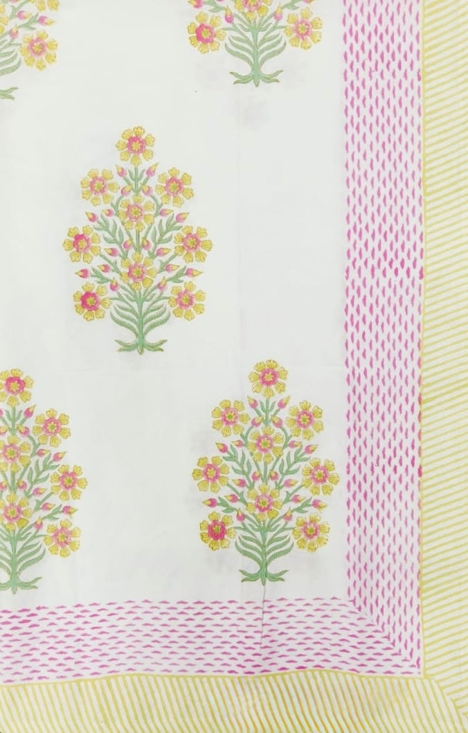 Pure cotton hand-block printed table cover for 4 seater dining tables (40x60 inches)