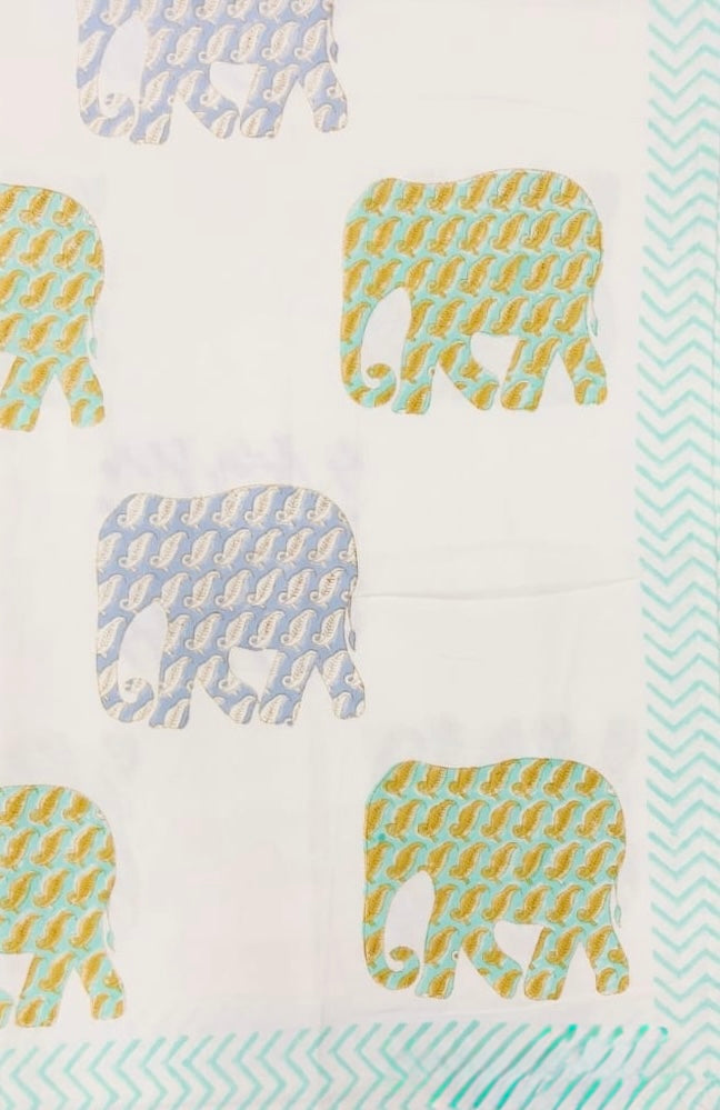 Pure cotton hand-block printed table cover for 4 seater dining tables (40x60 inches)