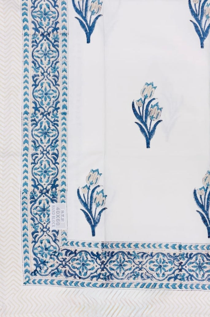 Pure cotton hand-block printed table cover for 4 seater dining tables (40x60 inches)