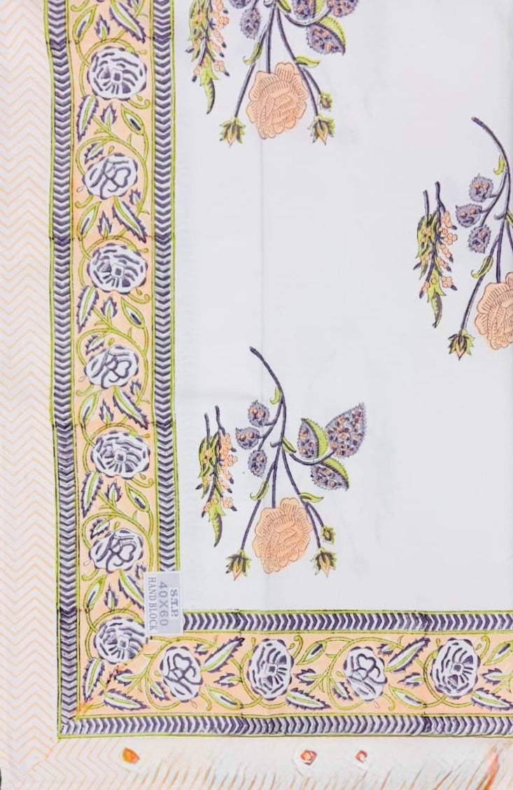 Pure cotton hand-block printed table cover for 4 seater dining tables (40x60 inches)
