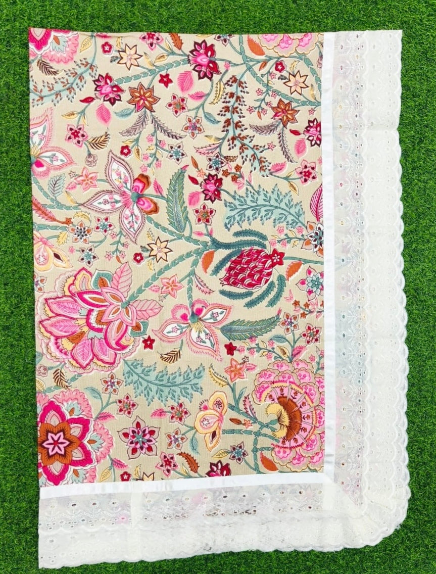 Pure cotton laced table covers for 4 and 6 seater dining tables