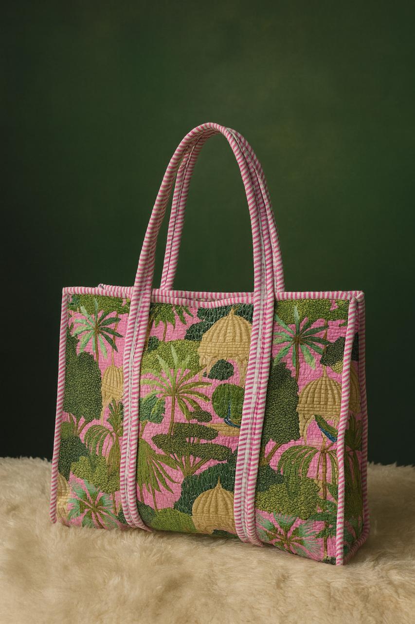 Pure cotton quilted tote bags (18x18 inches)