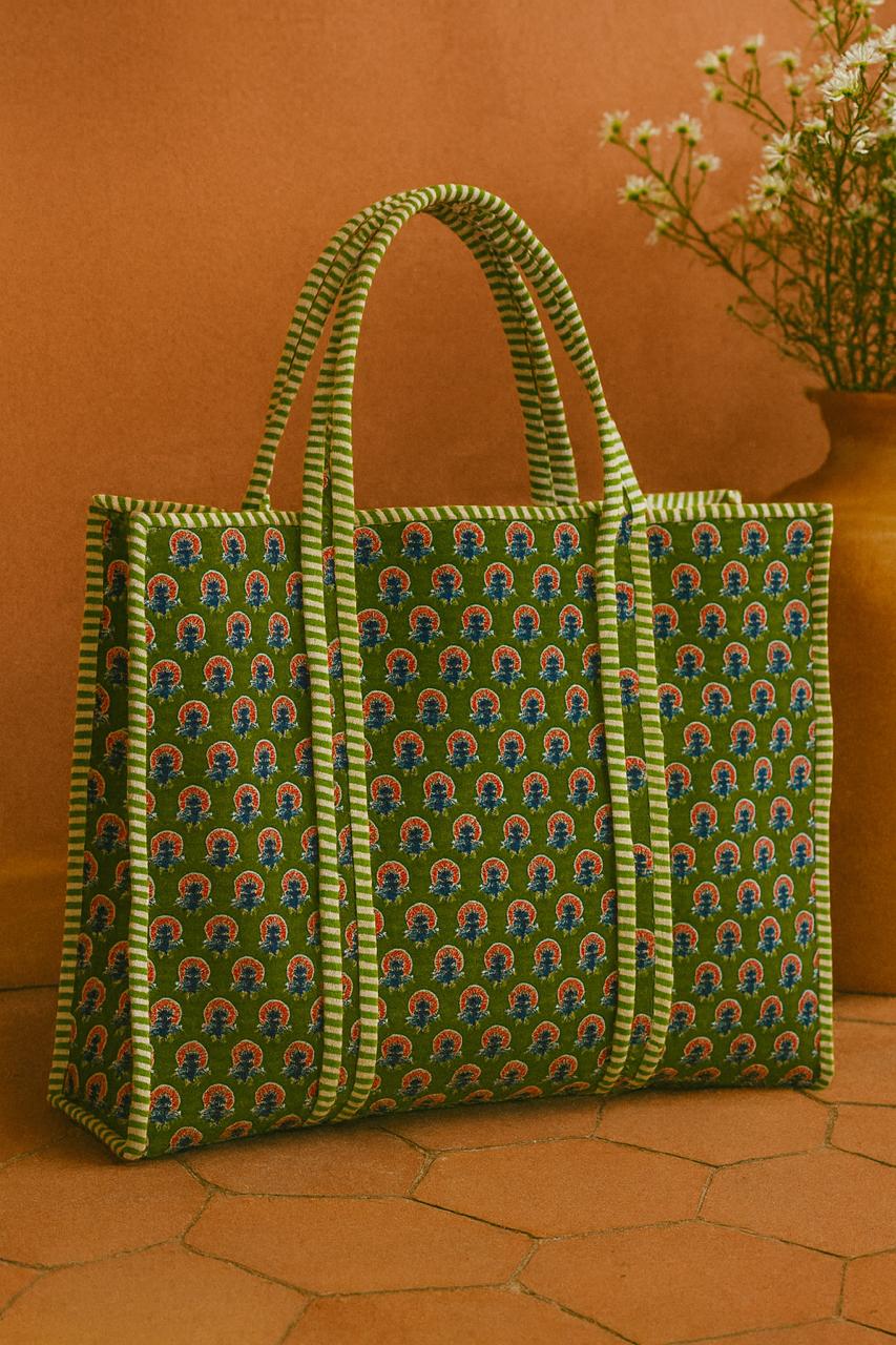 Pure cotton quilted tote bags (18x18 inches)