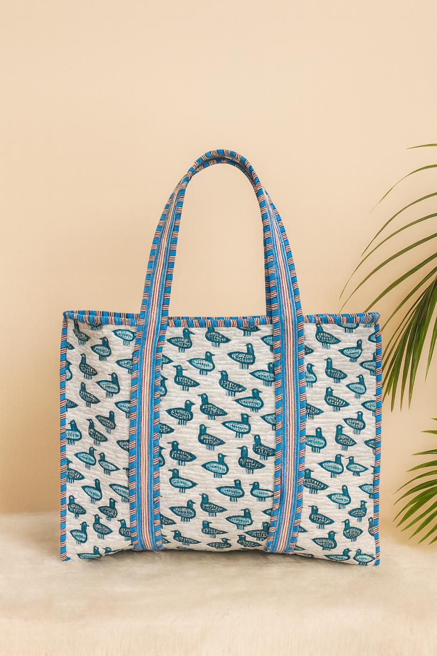 Pure cotton quilted tote bags (18x18 inches)