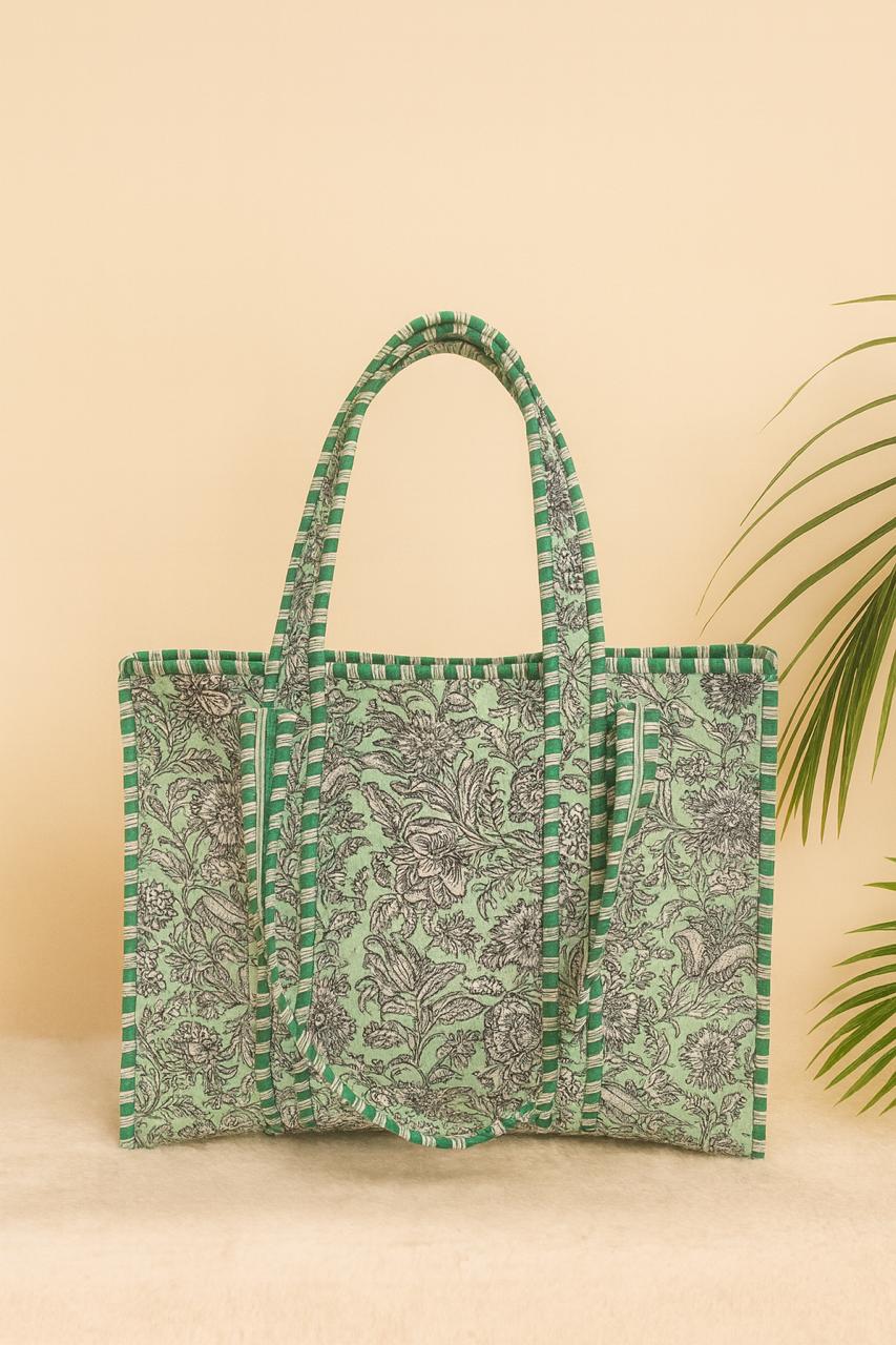 Pure cotton quilted tote bags (18x18 inches)