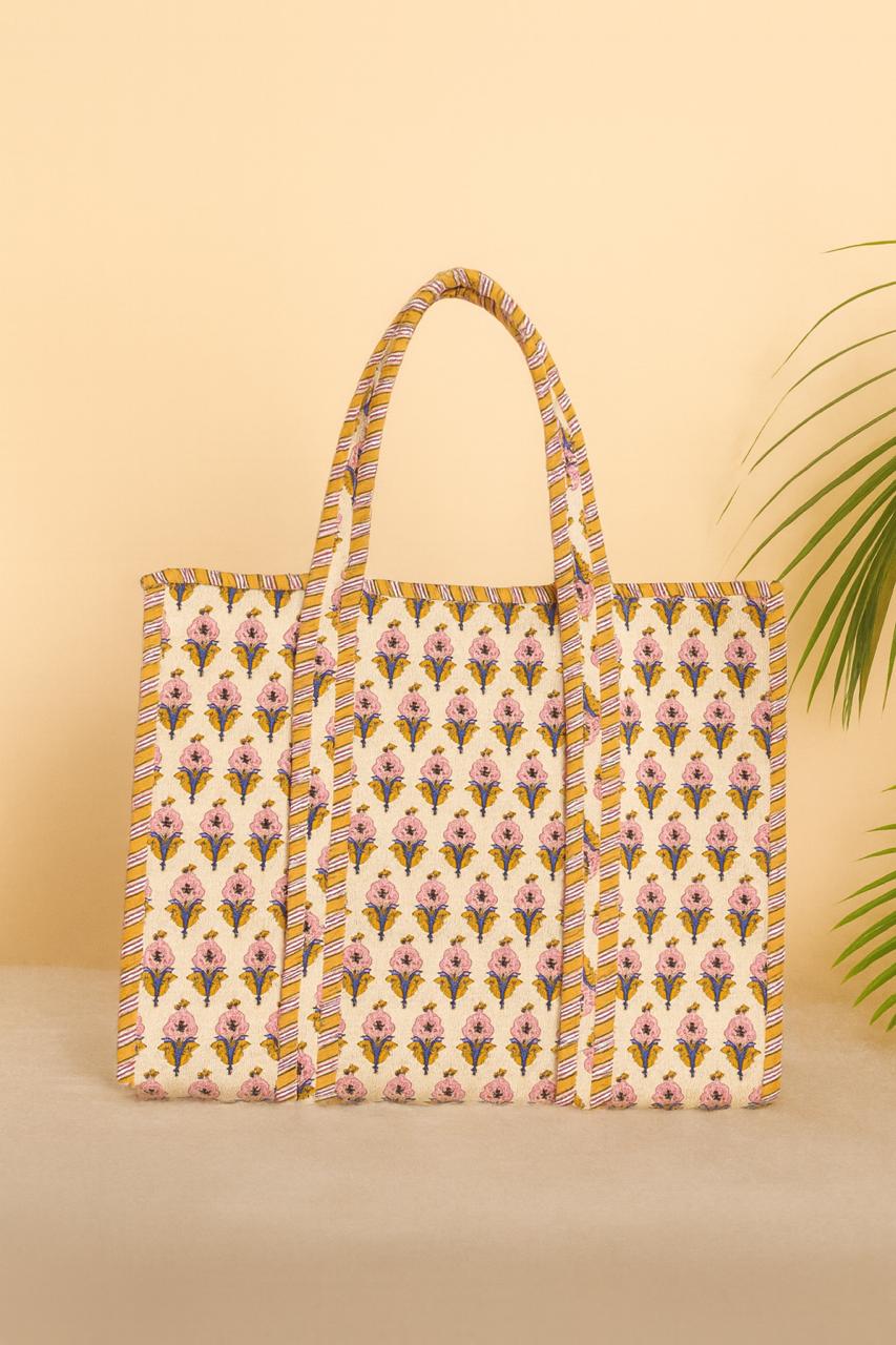 Pure cotton quilted tote bags (18x18 inches)