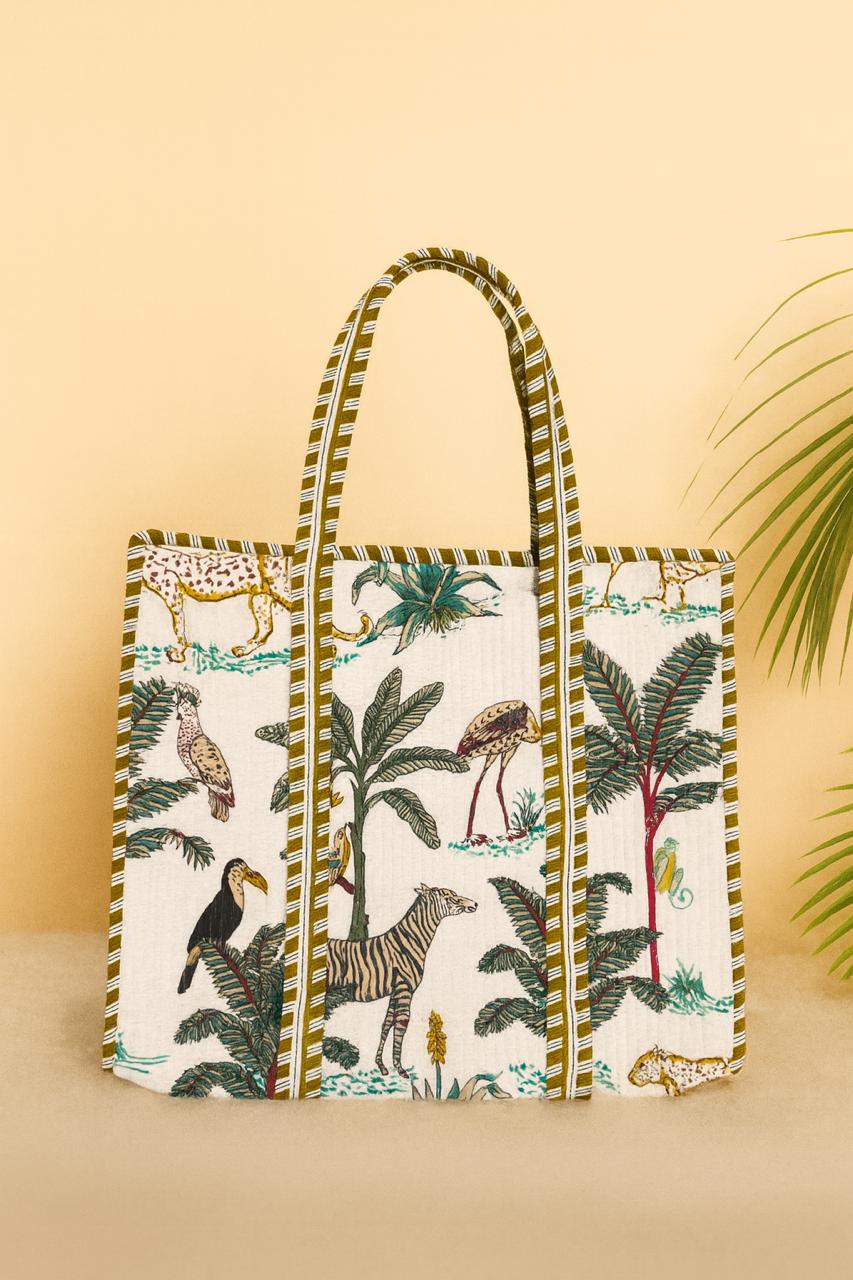 Pure cotton quilted tote bags (18x18 inches)