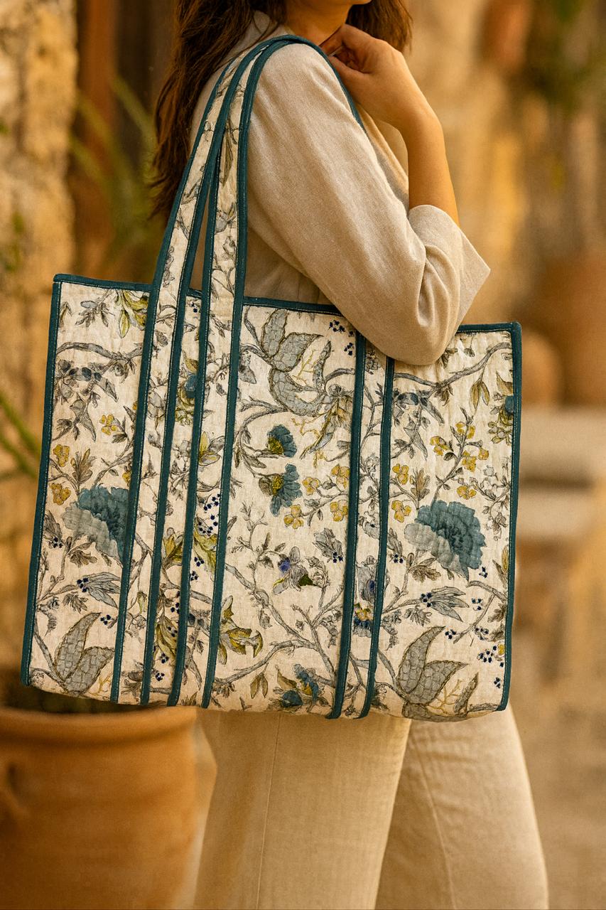 Pure cotton quilted tote bags (18x18 inches)