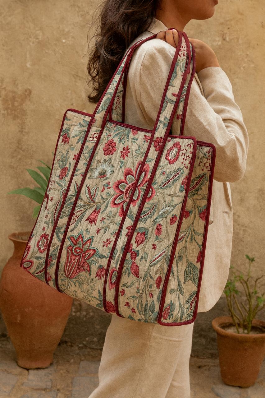 Pure cotton quilted tote bags (18x18 inches)