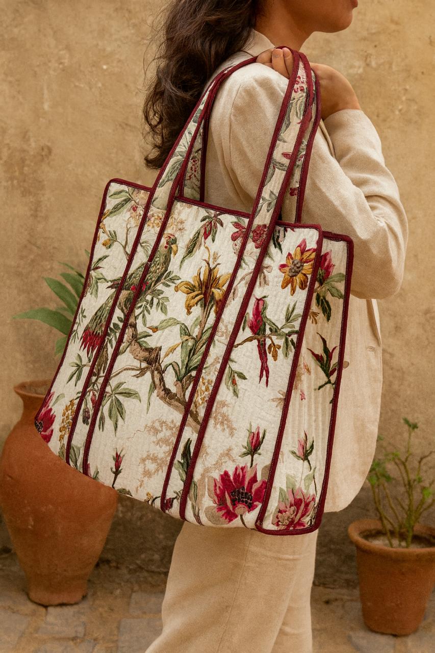 Pure cotton quilted tote bags (18x18 inches)