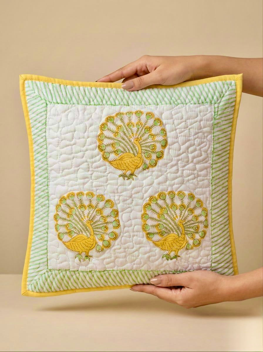 Pure mulmul cotton paani jaal quilted cushion covers