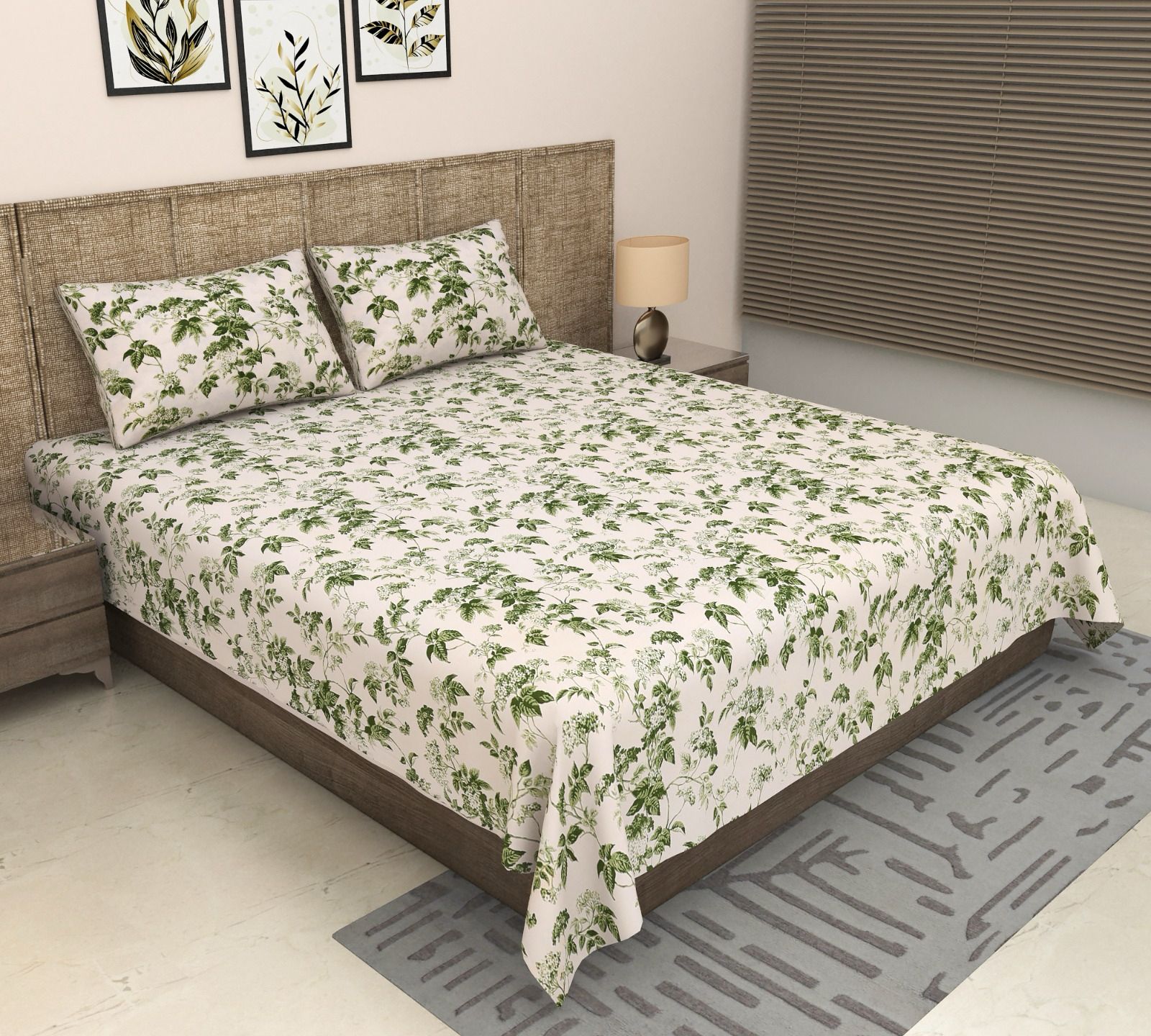 Pure cotton super king size bedsheet 108x108 inches/9x9 feet with 2 pillow covers