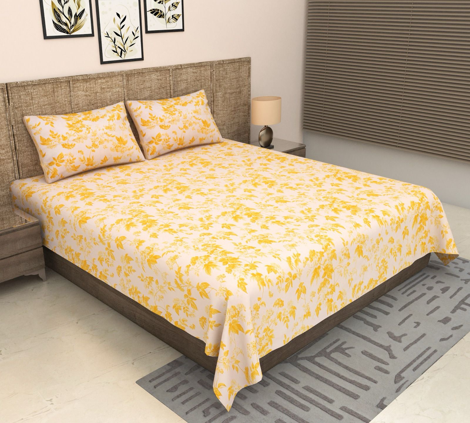 Pure cotton super king size bedsheet 108x108 inches/9x9 feet with 2 pillow covers