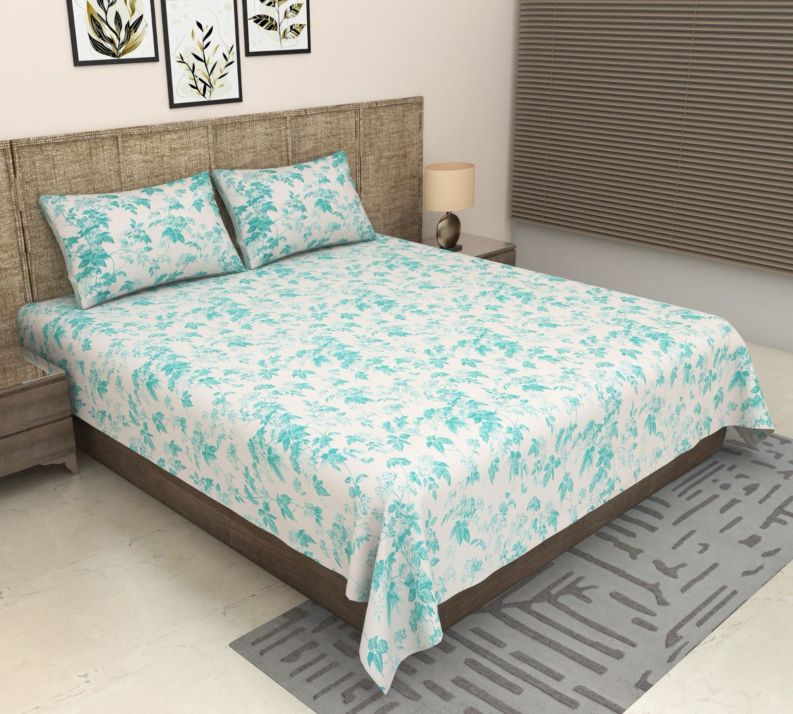 Pure cotton super king size bedsheet 108x108 inches/9x9 feet with 2 pillow covers