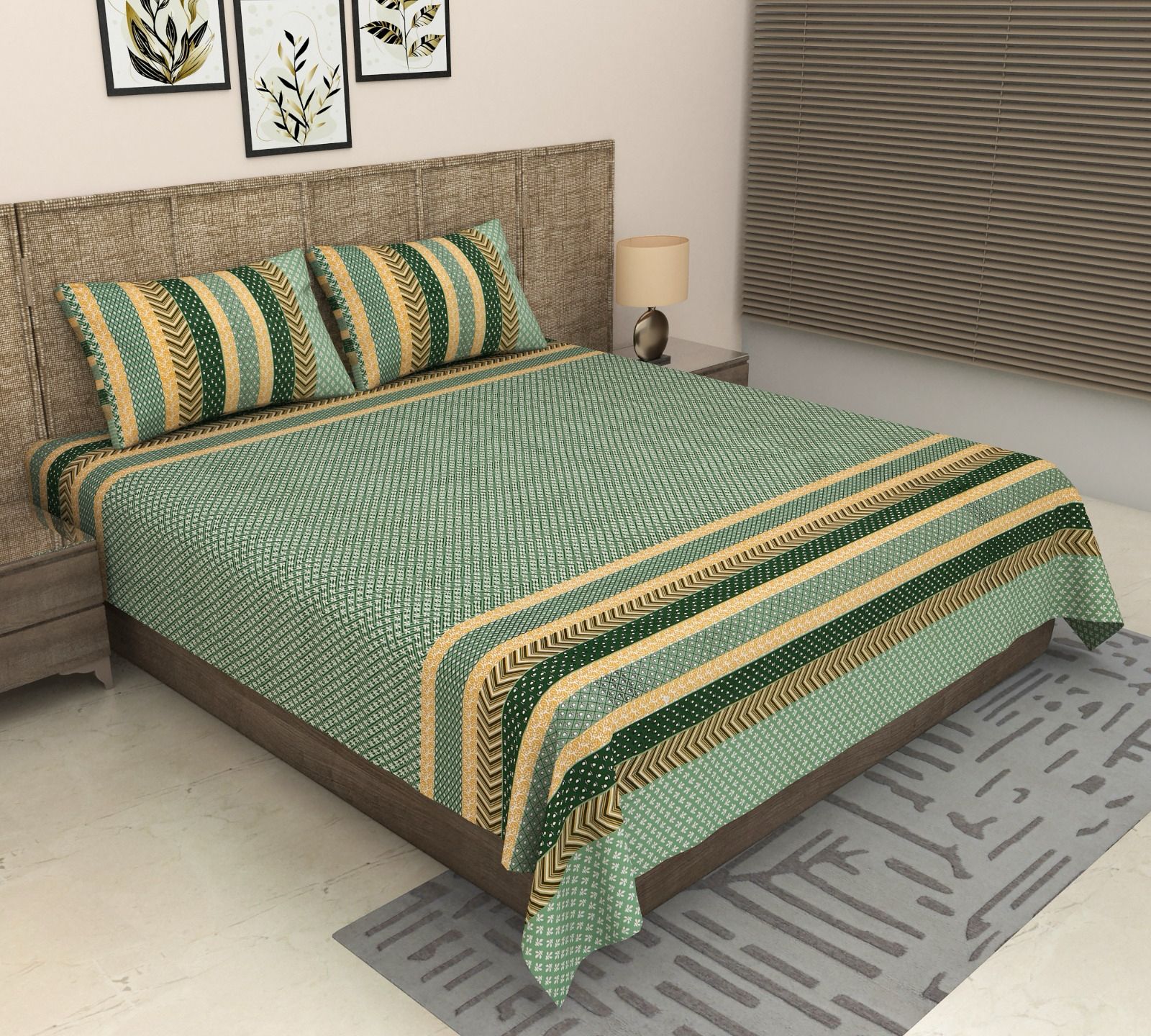 Pure cotton super king size bedsheet 108x108 inches/9x9 feet with 2 pillow covers