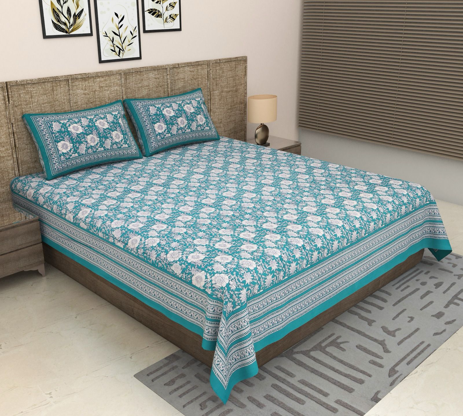 Pure cotton super king size bedsheet 108x108 inches/9x9 feet with 2 pillow covers