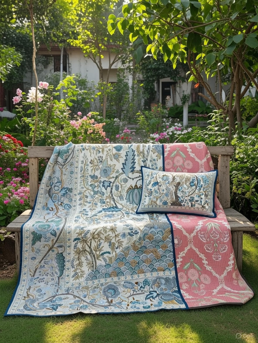Pure cotton quilted bedcovers with two quilted pillow covers (90x108 inches)