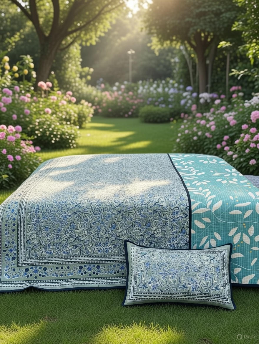 Pure cotton quilted bedcovers with two quilted pillow covers (90x108 inches)