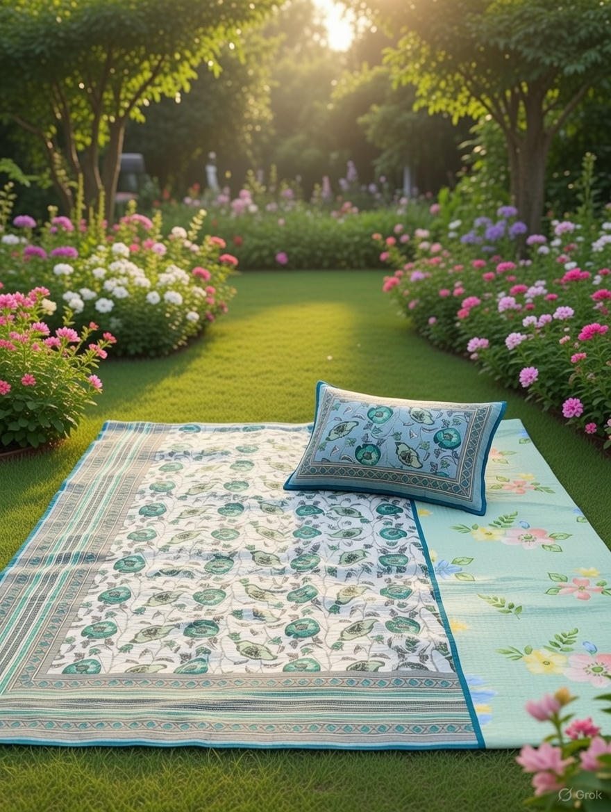 Pure cotton quilted bedcovers with two quilted pillow covers (90x108 inches)